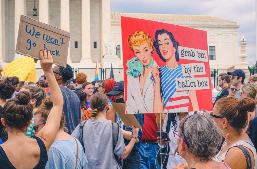 Protest against the overturning of Roe v Wade outside the Supreme Court in Washington, DC.