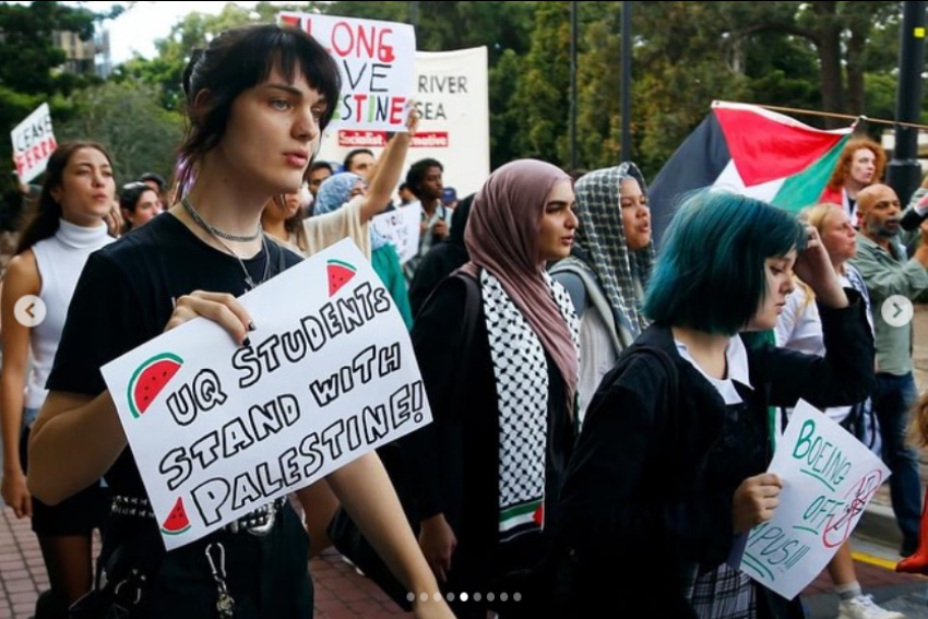 Students protest for Palestine at Qld Uni