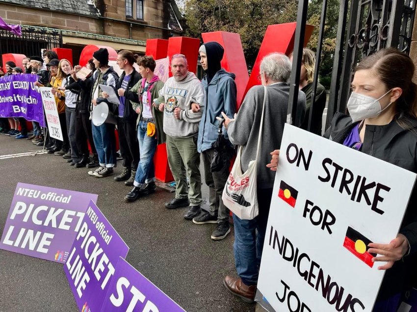 An NTEU picket line at the University of Sydney in June.