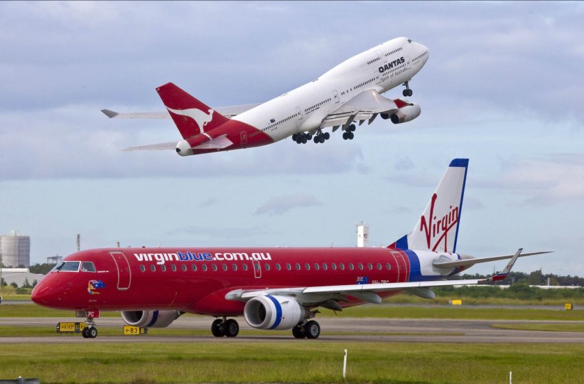 Virgin and Qantas planes