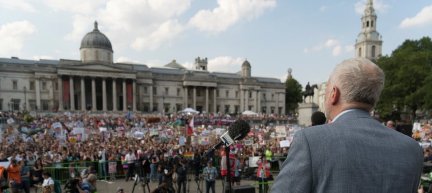 Jeremy Corbyn addresses the July 13 anti-Trump protest in London.