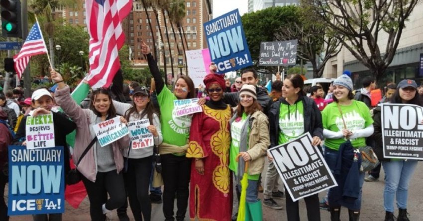 An immigrant rights march in Los Angeles.