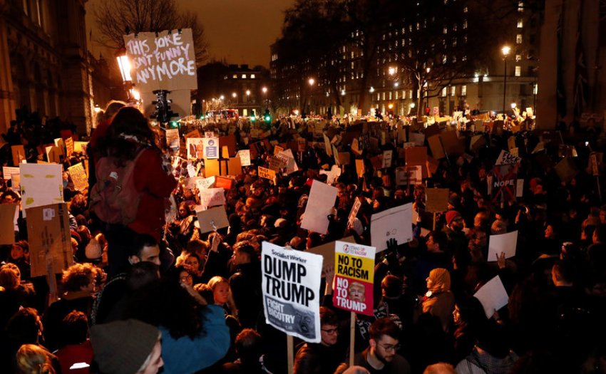 London protest against Trump's visit.