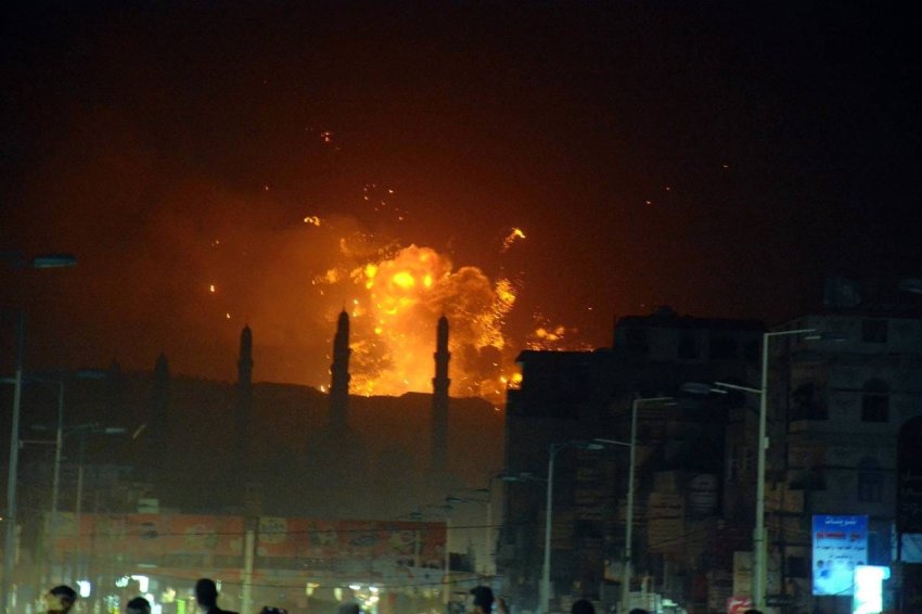 The US-British airstrikes have hit the Yemeni capital of Sanaa