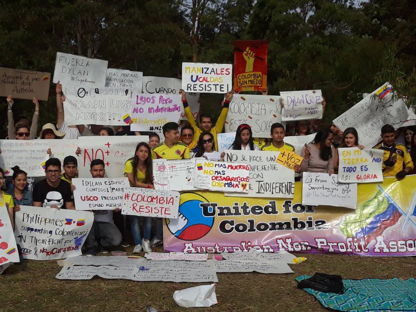 A Colombia solidarity protest in Sydney on November 24.