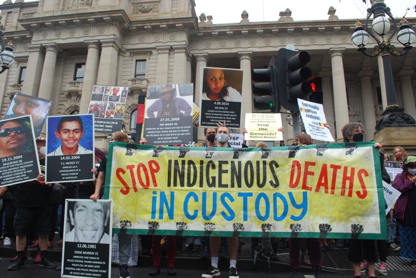 Melbourne Invasion Day 2021 protest. Photo: Chloe DS