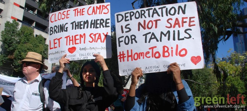 Deportations are not safe. Melbourne Palm Sunday. Photo: Chloe De Silva