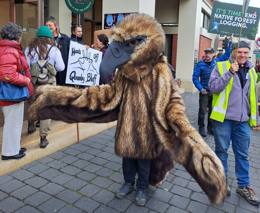 Puppetry at nipaluna/Hobart Rally for Forests