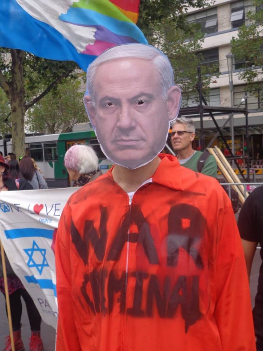 Melbourne protest against visit of Israeli Prime Minister, Benjamin Netanyahu.