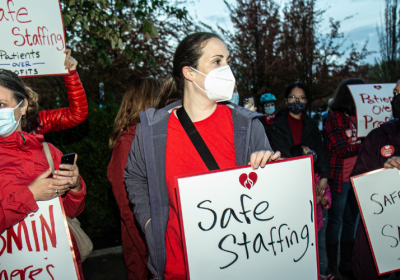 Health care workers protest. Photo: Daniel O'Donnell/Labor Notes