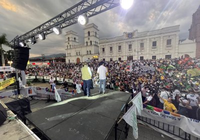 Gustavo Petro addresses supporters in Santander, Colombia.