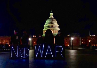 Protesting the war in Washington DC. Photo: @CodePink/Twitter