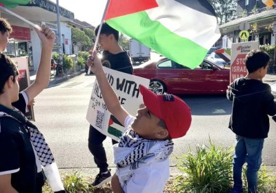 Child with Palestinian flag