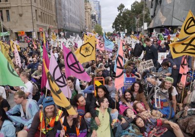 An Extinction Rebellion protest in Melbourne on October 7. 