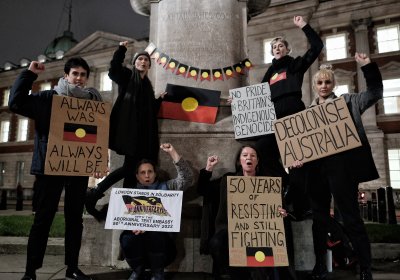 London protest on Invasion Day. Photo: Angela Christofilou