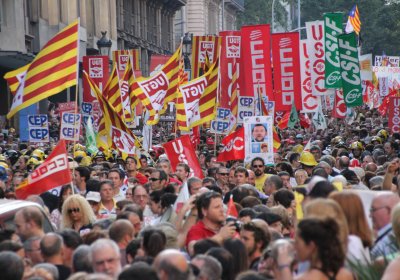 Huge protest in Barcelona against new austerity measures, July 19.