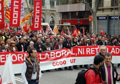Up to 400,000 people rallied in Barcelona on February 19.