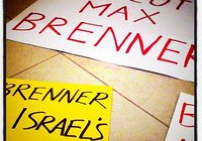 Boycott Max Brenner signs.