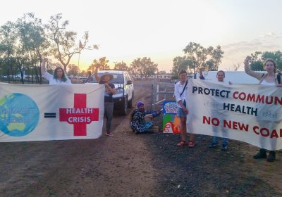 Health workers blockade Adani’s coal mine in Queensland on November 13.