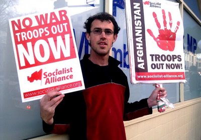 Holding Socialist Alliance placards