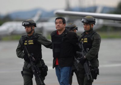 Joaquin Perez Becerra under arrest.