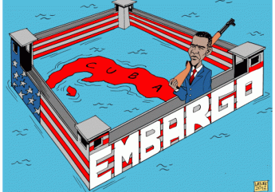End the embargo of Cuba cartoon