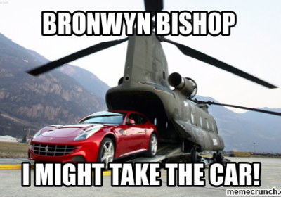 Bronwyn Bishop takes the car