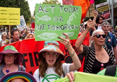 A protest for climate action in Parramatta on January 14.