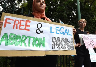 Pro-choice protest outside Queensland parliament
