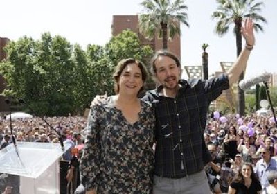 Left-wing activist Ada Colau with Podemos leader Pablo Iglasias