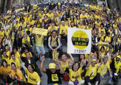 People take part in the Sydney Bersih 3.0 rally.