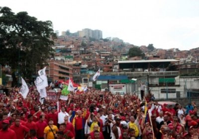 Supporters of the Bolivarian revolution march in Caracas, January 23.
