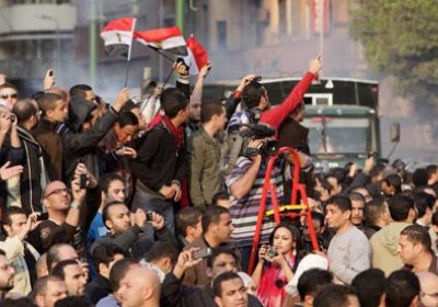 Demonstrators protesting in Cairo