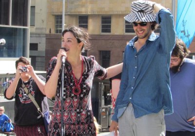 Elena Ortega speaking at Occupy Sydney
