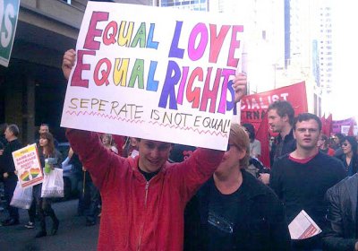 Equal marriage rights rally, August 15, Sydney.