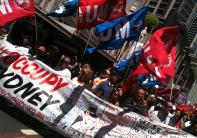 Occupy Sydney marches down George Street.