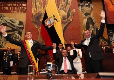 Rafael Correa, Lenin Moreno and Jorge Glas