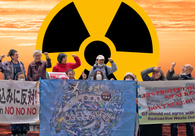 protesting nuclear waste dumping Fukushima