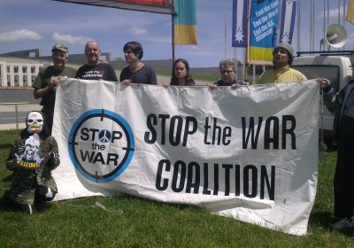 Anti-war protest outside parliament. Canberra, October 19.