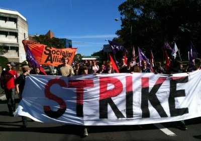 Student and staff march Sydney University 2013