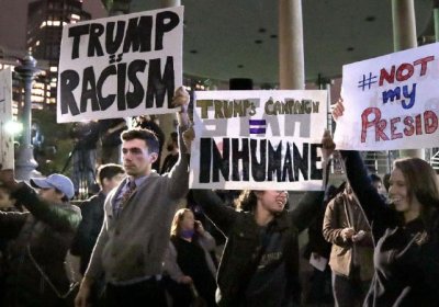 Protesters on the streets after Trump's win.