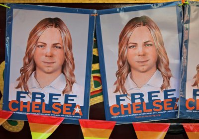 Free Chelsea Manning banners.