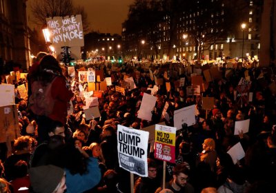London protest against Trump's visit.