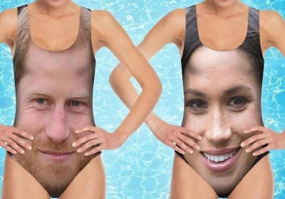 Prince Harry and Meghan Markle's faces printed on to swimsuits