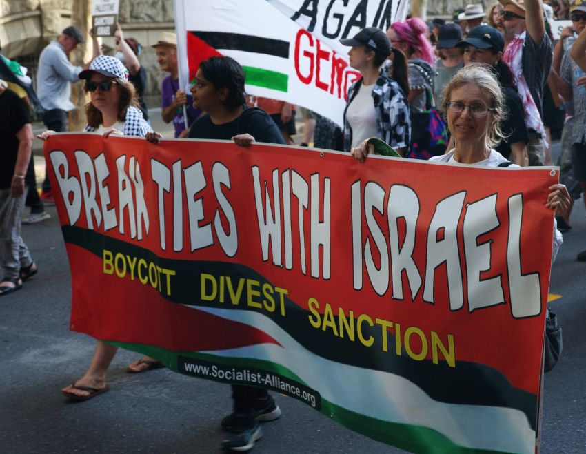 Socialist Alliance members at Brisbane Palestine rally