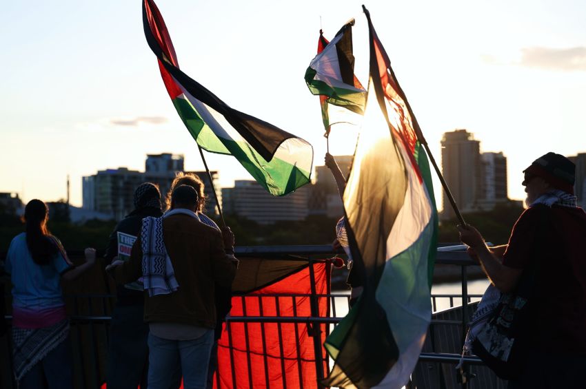 Flags in silhouette