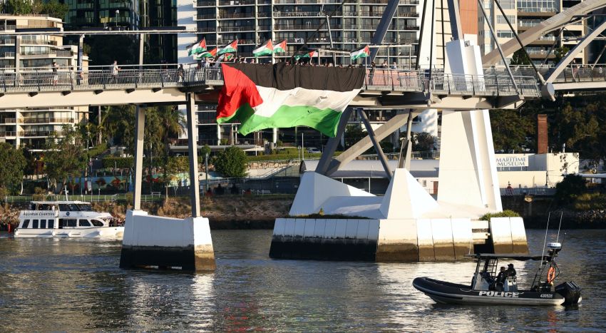 A police boat came to monitor the flag drop