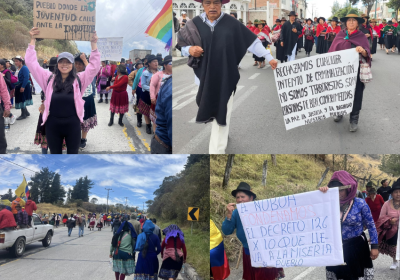 Collage of photos of protests across Ecuador