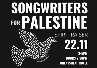 Graphic for Songwriters for Palestine fundraising event