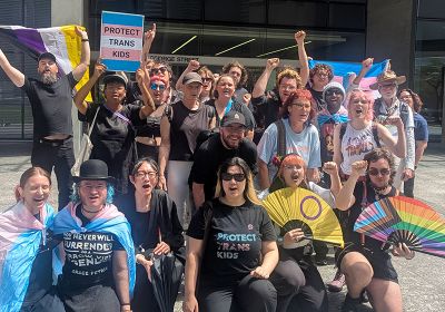 Community rally in support of trans rights outside Supreme Court, October 22